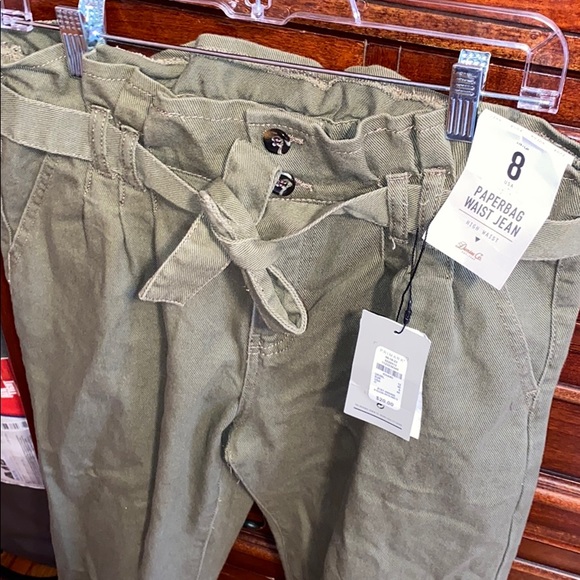 NWT ARMY GREEN PAPERBAG WAIST JEANS - Picture 3 of 4